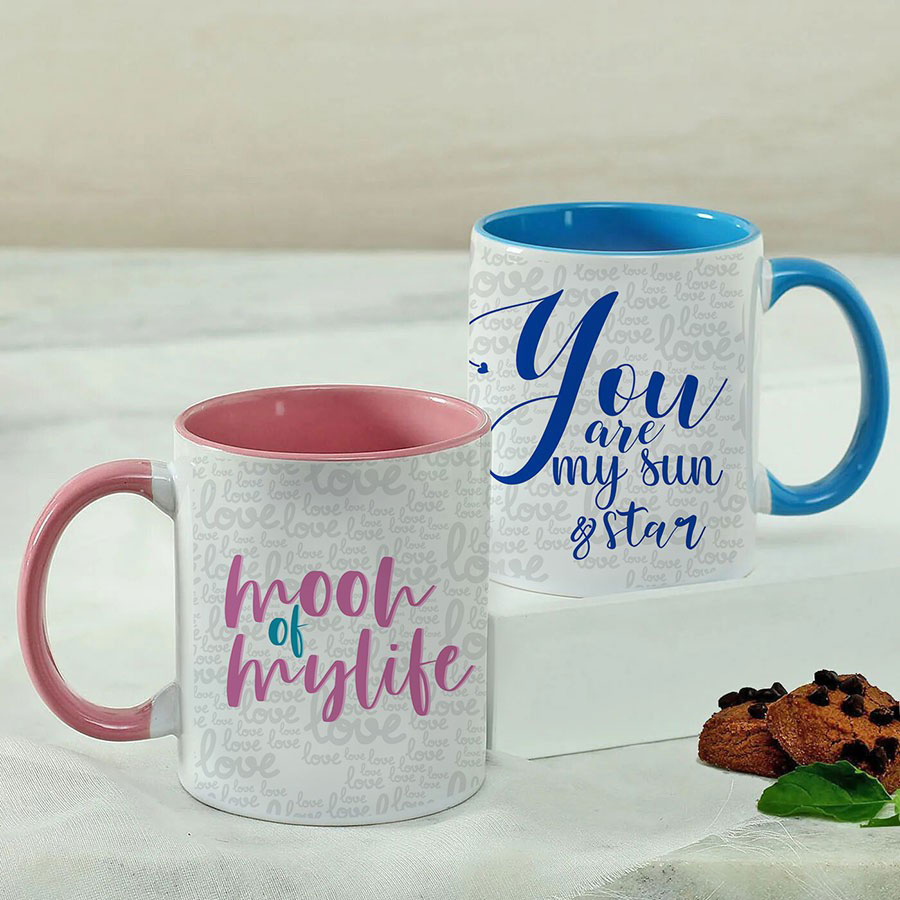 Set Of 2 Personalised Mugs For A Cute Couple Gift Send Buy Kitchen And Bar Ware Gifts Online M00123 Egiftmart Com