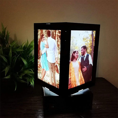 Friendskart Cube Rotating Photo Lamp | Best Personalized Anniversary &  Birthday Gift | Customised Wedding Gift for Couples | Best Picture Gift |  Personalised Lamp, Size: 6