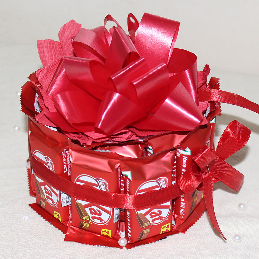 Heart shaped KitKat chocolate gift hamper with skittles, galaxy & chocolates  -