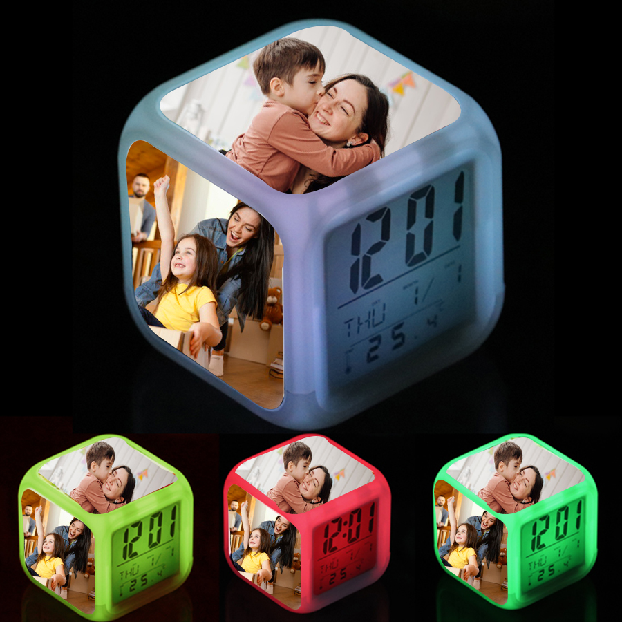 Stitch & Angel Design Personalised LED Cube Digital Alarm Clock