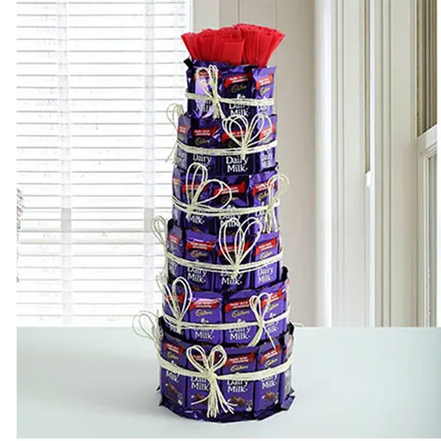 Tempting 3 Layer Tower Arrangement of Nestle Chocolates to India | Free  Shipping