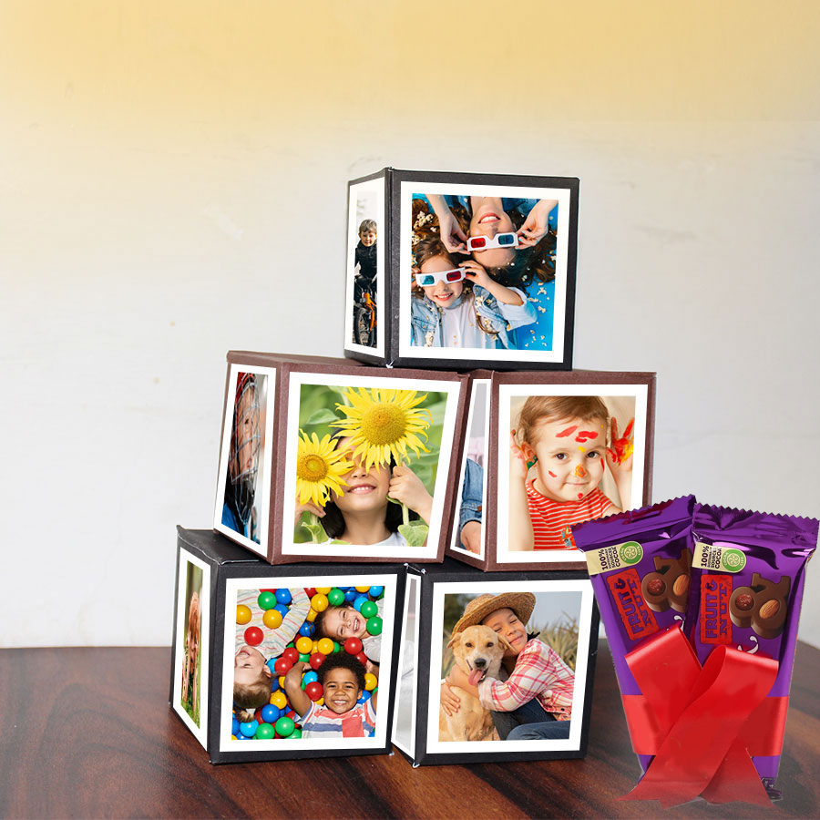 Personalized Pop Up Cube Box (WIth 20 Photo and  Chocolates)