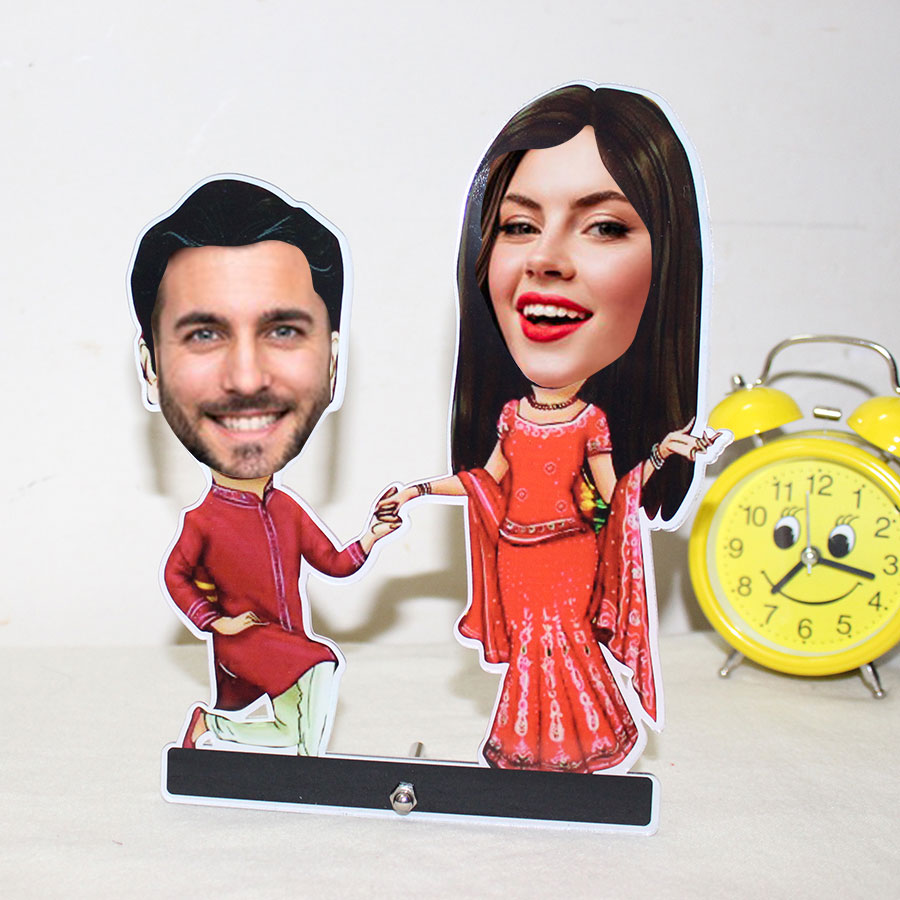 South Indian Couple Caricature – The Gift Baskett