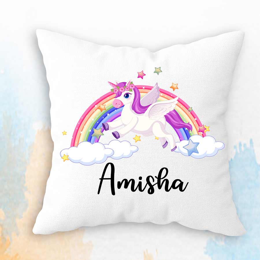 Personalized Name with Unicorn Print Cushion 12x12 : Gift/Send/Buy Home  Decore Gifts Online CH00145